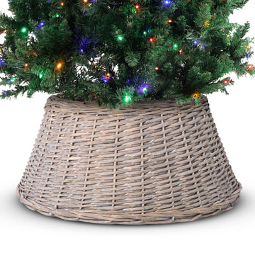 Olsen & Smith Christmas Tree Skirt - Festive Christmas Tree Base Cover Willow Xmas Tree Skirt 40x58x26 for Christmas Decorations - Durable Wicker Skirt for Christmas Trees